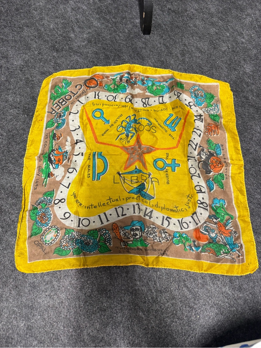 VTG Zodiac/Horoscope/Fall/October/Halloween silk scarf